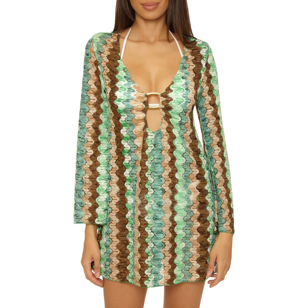 Becca Paradise Metallic Knit Cover-up Tunic In Grass Multi