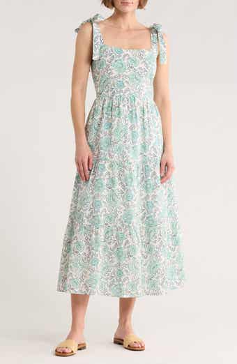 C & C California Betty Tie Shoulder Tiered Midi Dress