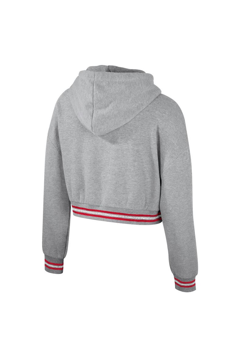 Women's The Wild Collective Heather Gray Wisconsin Badgers Cropped Shimmer Pullover Hoodie, Alternate, color, Heather Gray