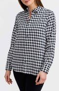 Foxcroft Meghan Houndstooth Cotton Button-Up Shirt