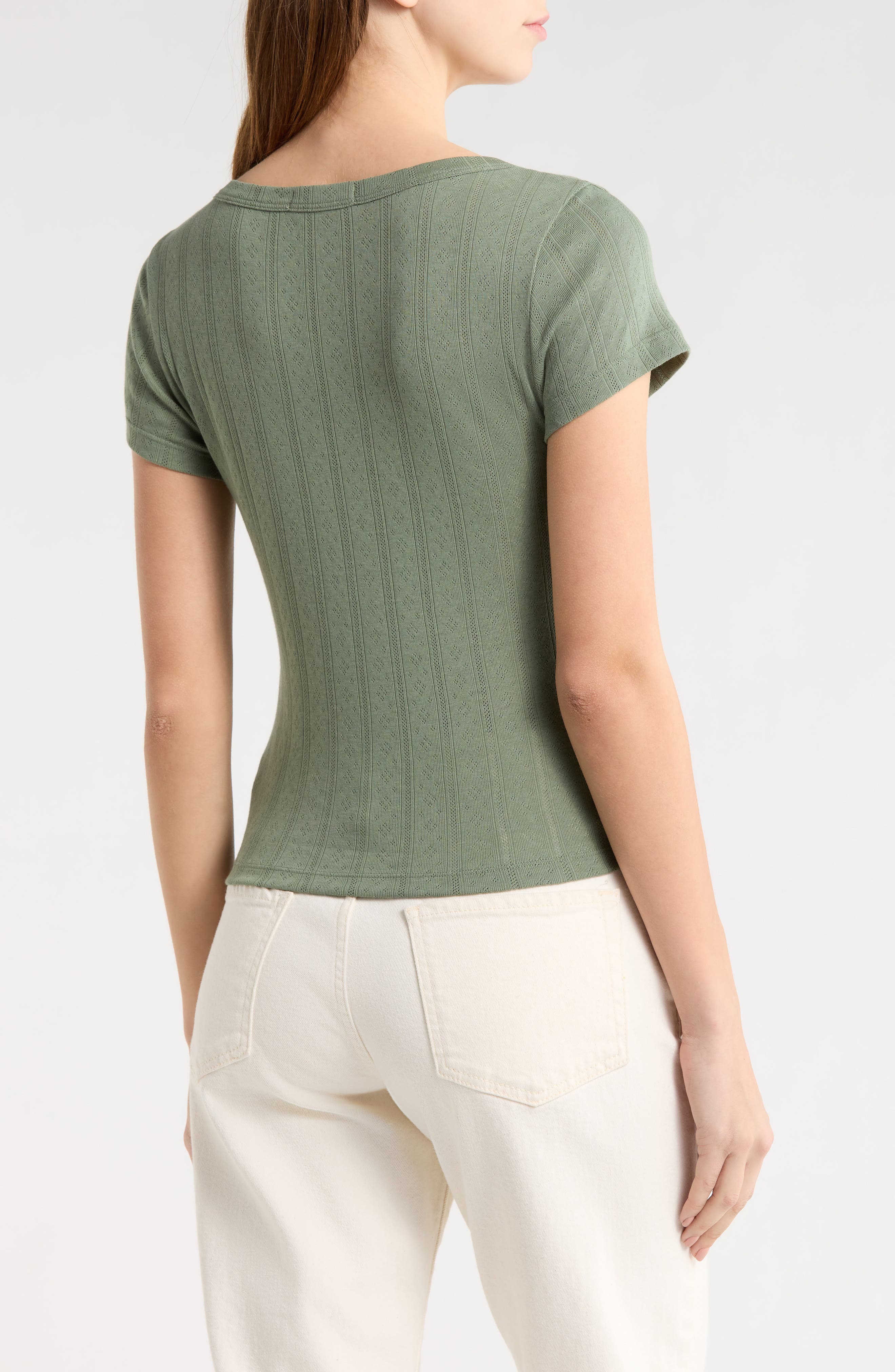 Lexi Pointelle Scoop Neck T-Shirt - image 2