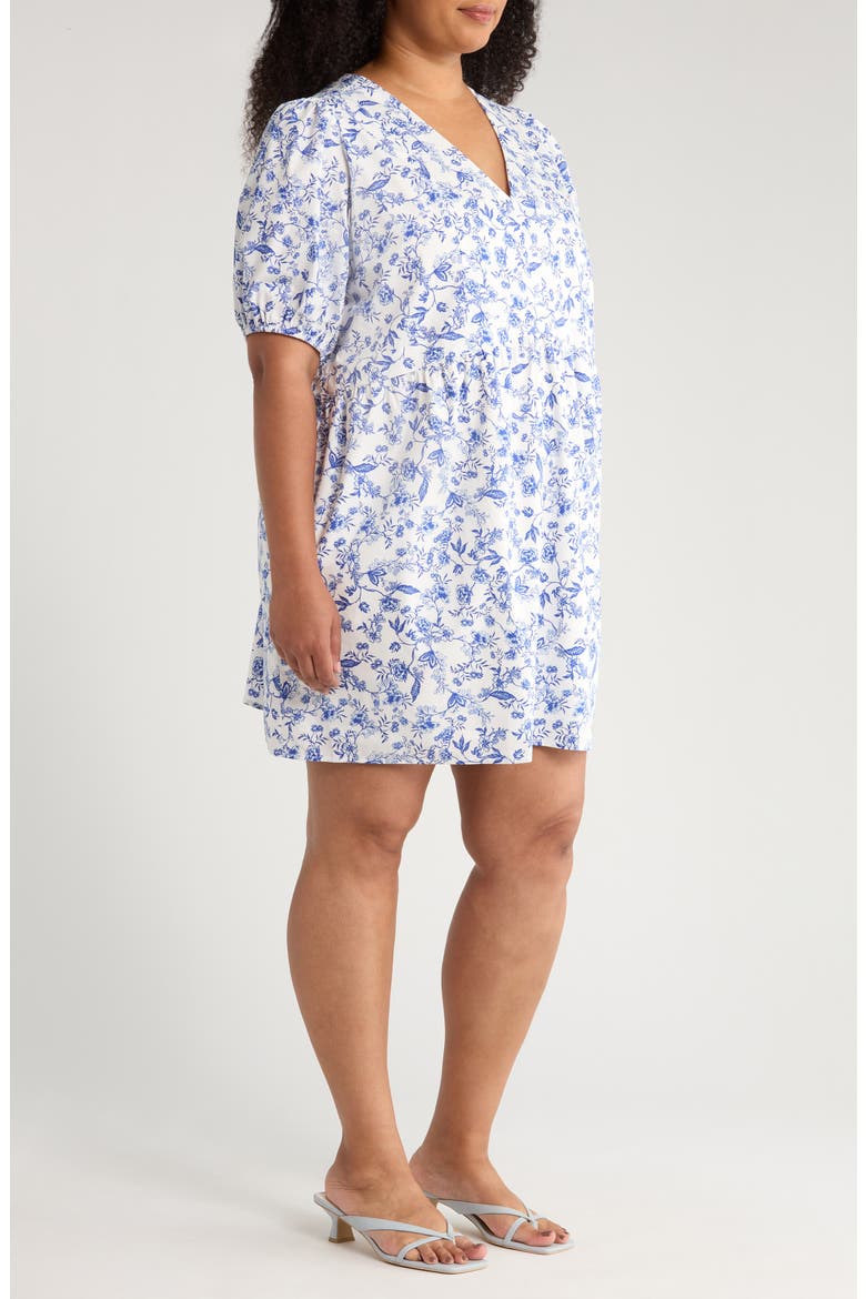 Kearney Floral Jerome Cotton Babydoll Dress, Alternate, color, WHITE/ BLUE/ MULTI