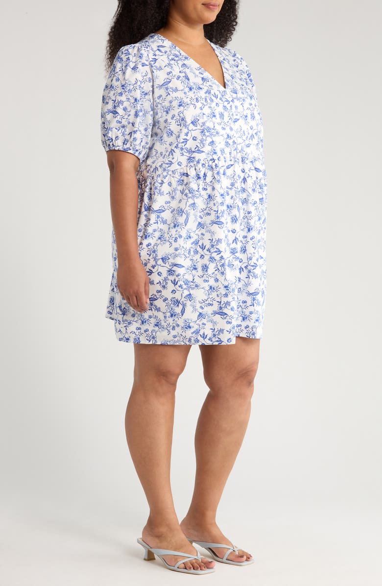 SUGARLIPS Kearney Floral Jerome Cotton Babydoll Dress, Alternate, color, White/ Blue/ Multi