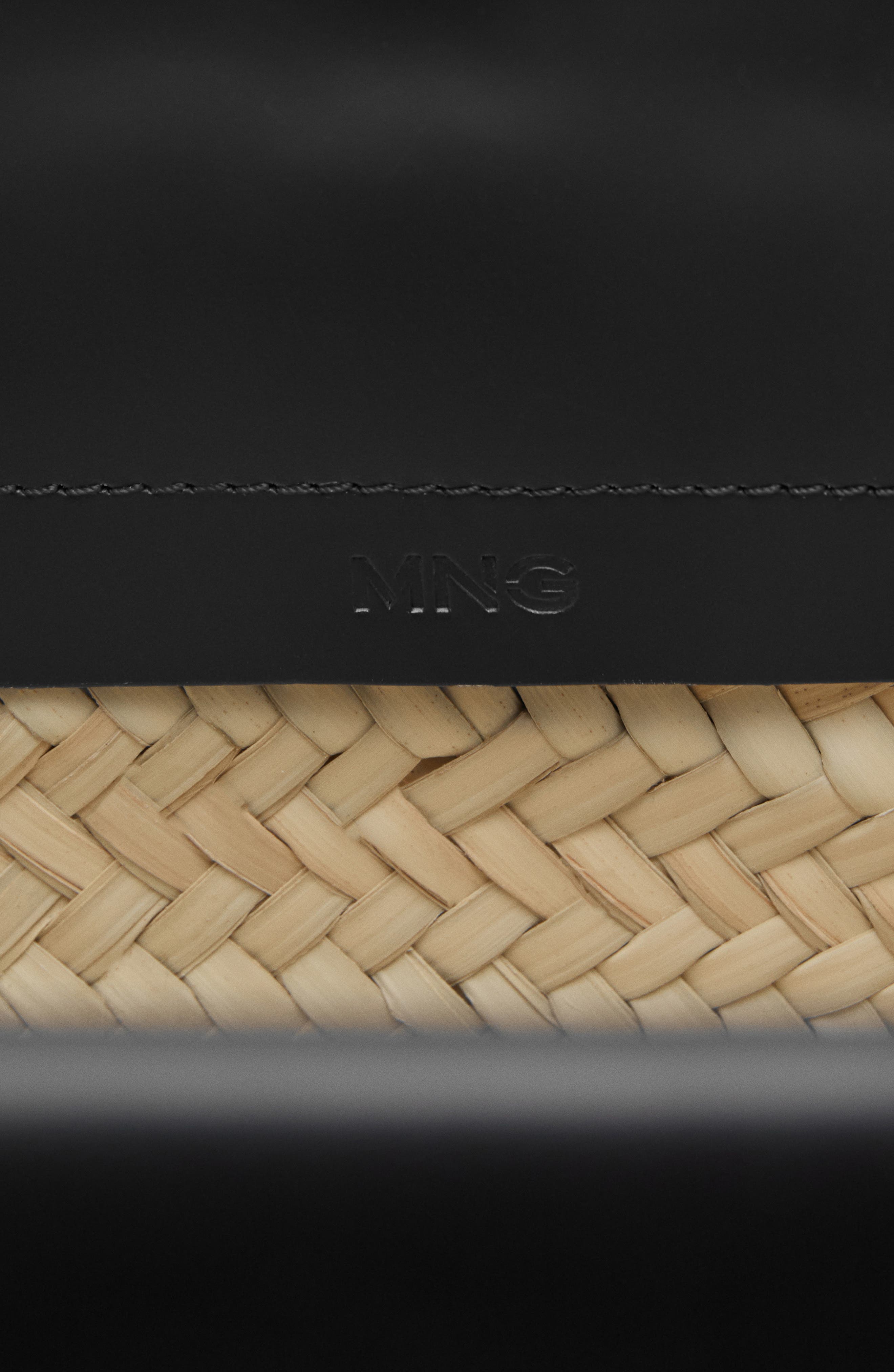 MANGO Small Straw Shoulder Bag, Alternate, color, Black