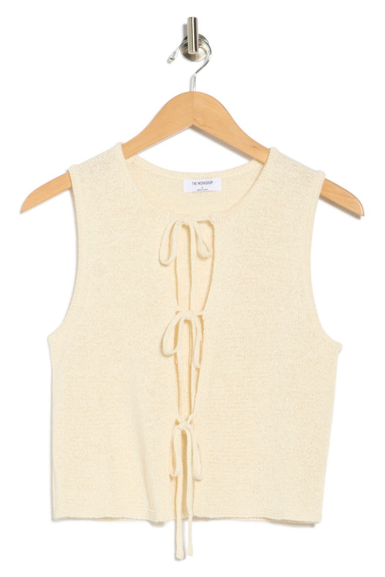 Front Tie Cardigan Vest, Alternate, color, CREAM