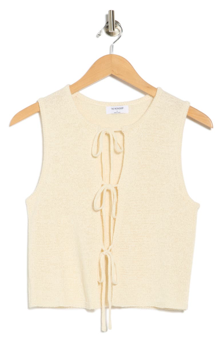 Blu Pepper Front Tie Cardigan Vest, Alternate, color, Cream