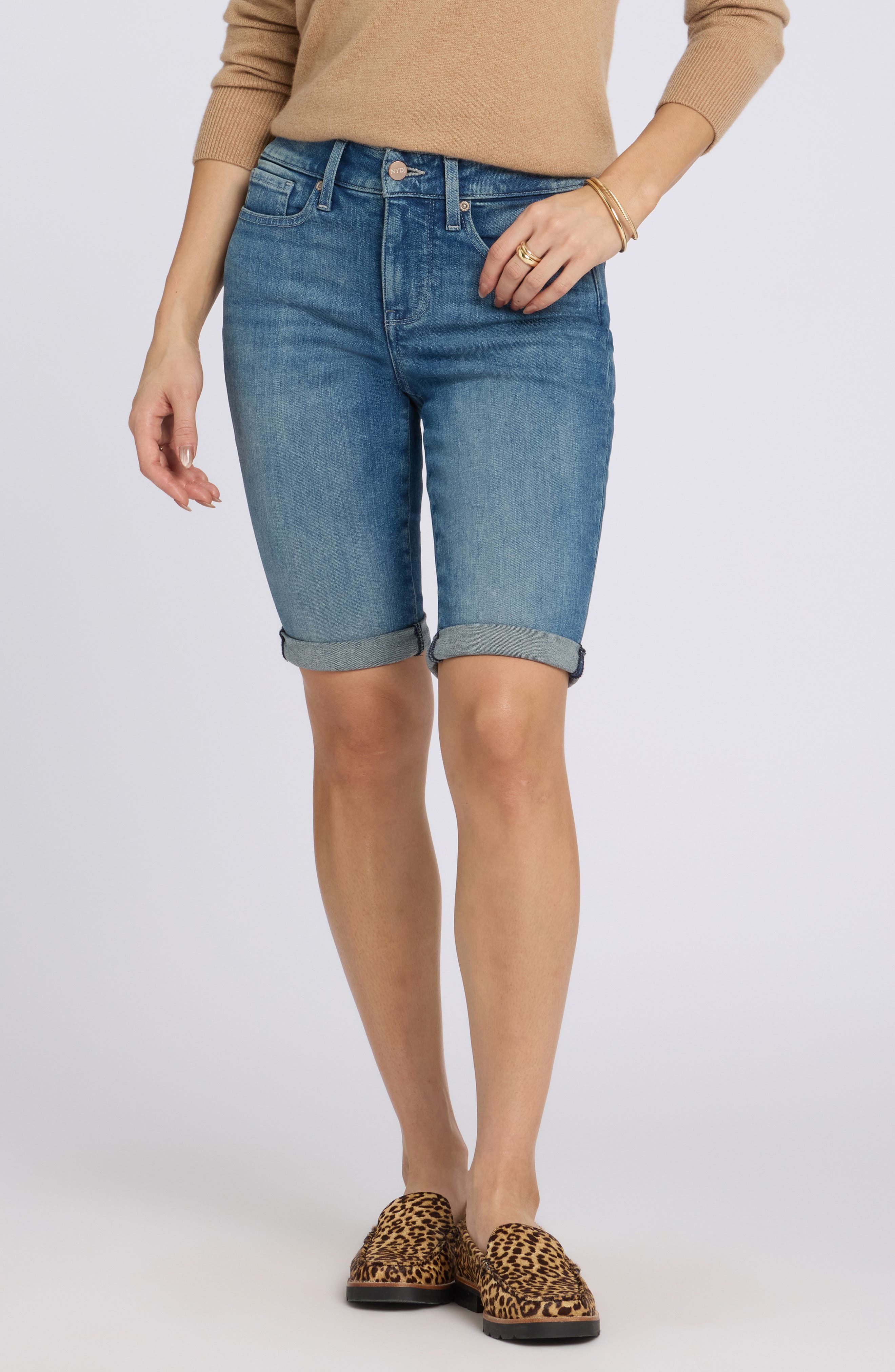 Briella Roll Cuff Denim Bermuda Shorts - image 3