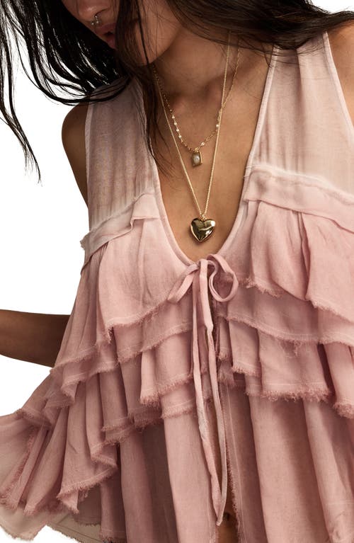 Lucky Brand Flyaway Ruffle Tank Top In Pink