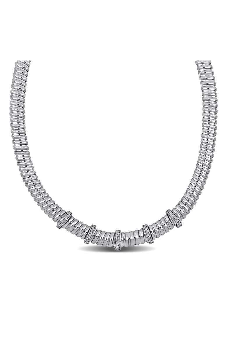 Julianna B. Cubic Zirconia Station Necklace, Main, color, Sterling Silver