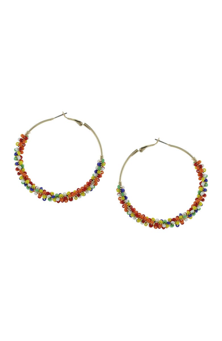 OLIVIA WELLES Beaded Hoop Earrings, Main, color,