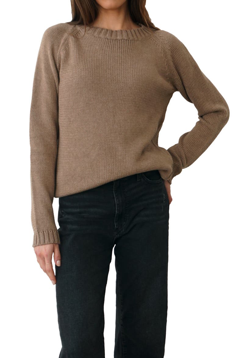 Sloane Cotton Crewneck Sweater, Main, color, Mocha