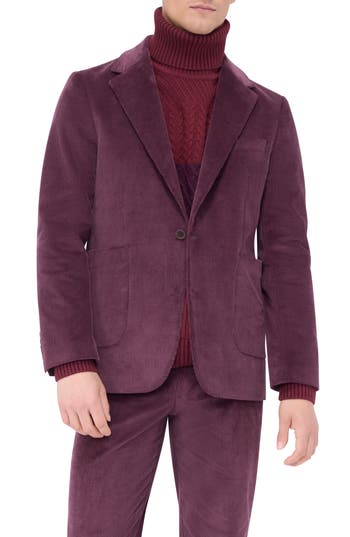 Bugatchi Comfort Stretch Corduroy Blazer In Cabernet