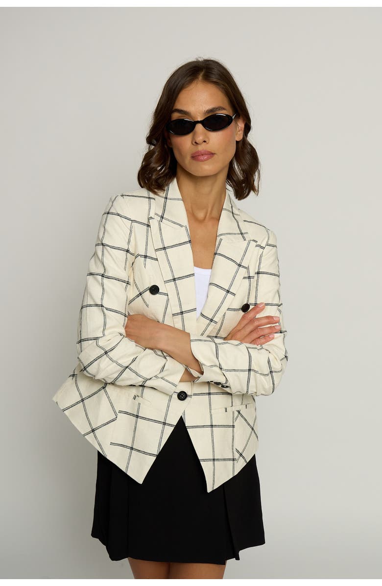 Central Park West Linen Scrunched Sleeve Blazer, Main, color, 