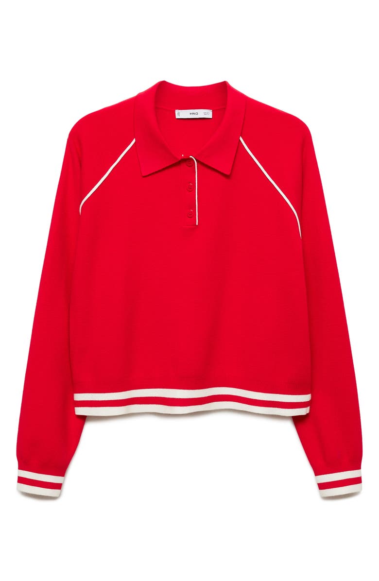 MANGO Varsity Stripe Trim Polo Sweater, Main, color,