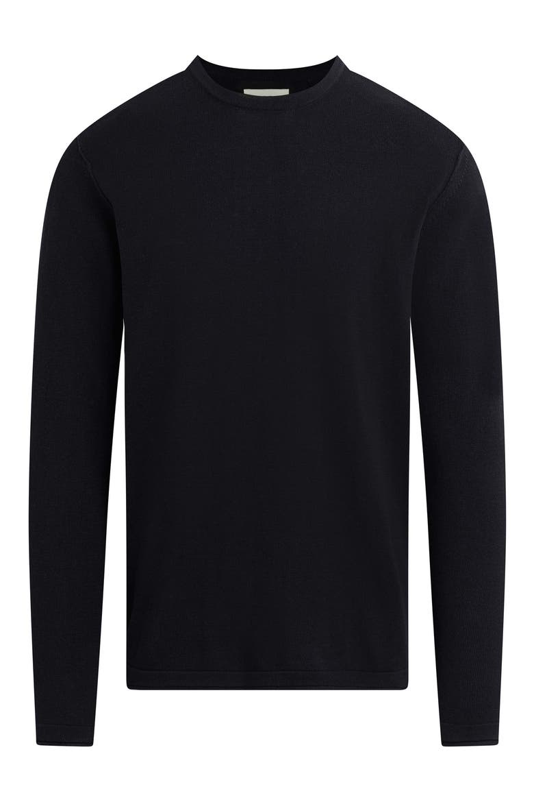 Cotton Crewneck Sweater, Alternate, color, BLACK