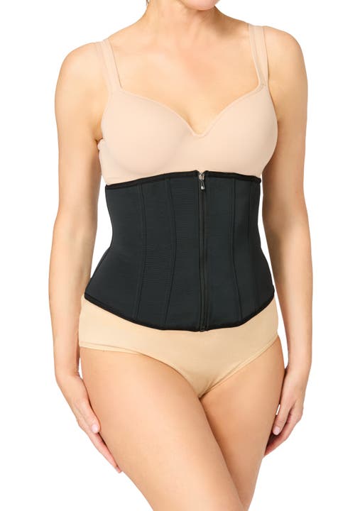 Secret Solutions Ultra Firm Flex Zip Corset Waist In Black