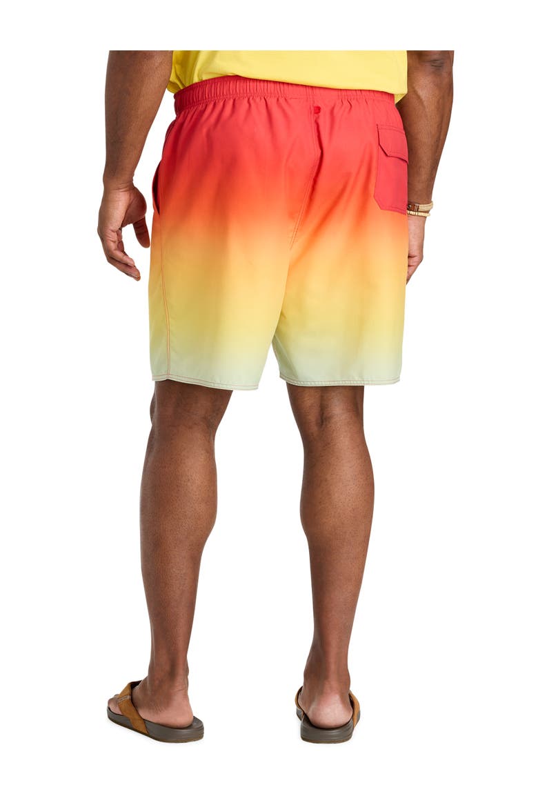 Big & Tall Ombré Printed Swim Trunks, Alternate, color, ORANGE MULTI
