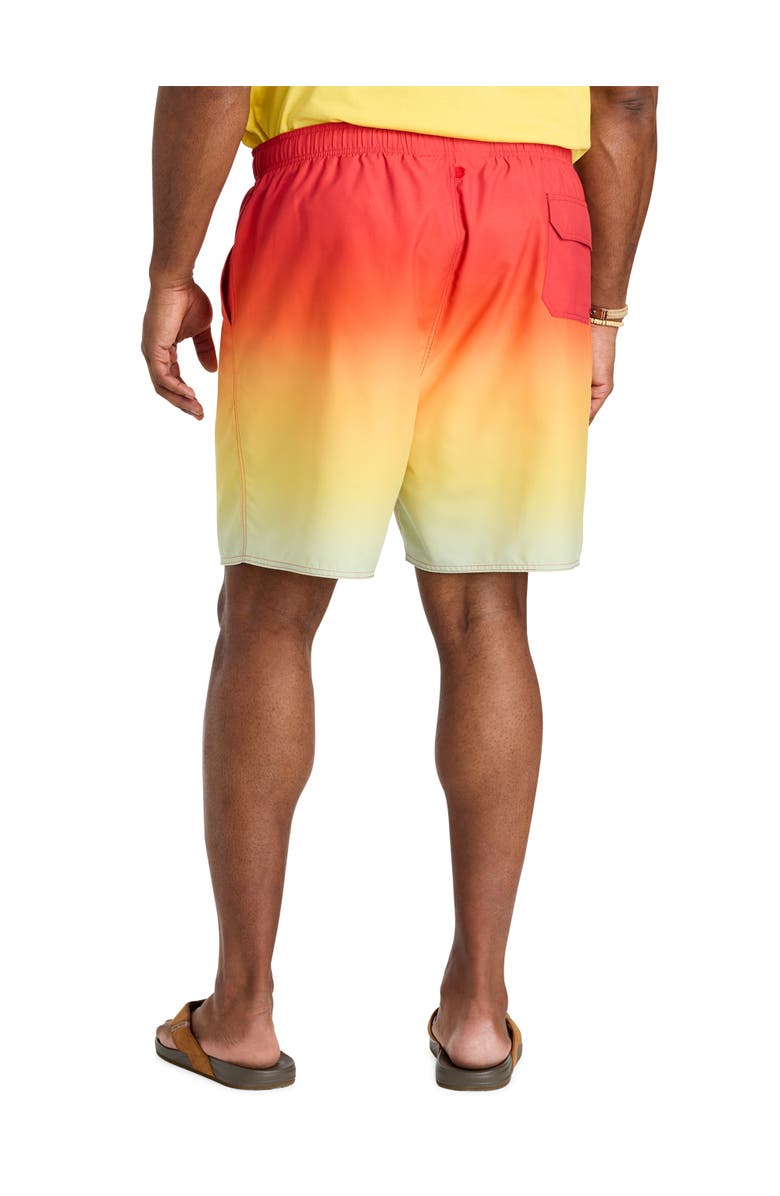 Harbor Bay by DXL Big & Tall Ombré Printed Swim Trunks, Alternate, color, Orange Multi