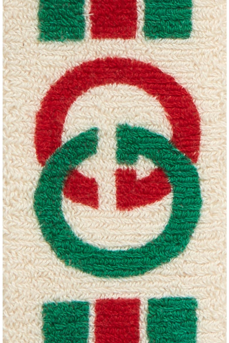 Interlocking-G Stripe Sweatband & Wrist Bands, Alternate, color, IVORY/ DARK GREEN