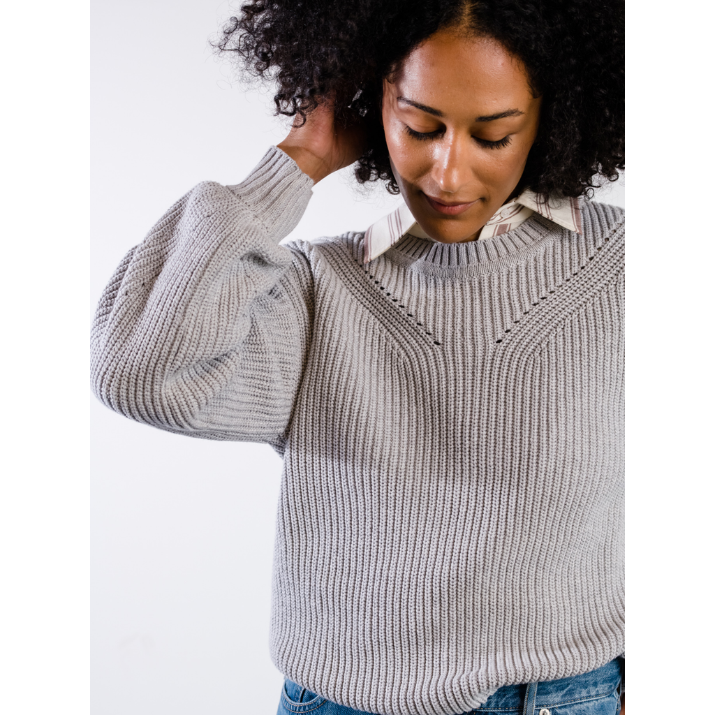 Able Sarah Billow Sleeve Sweater In Heather Grey
