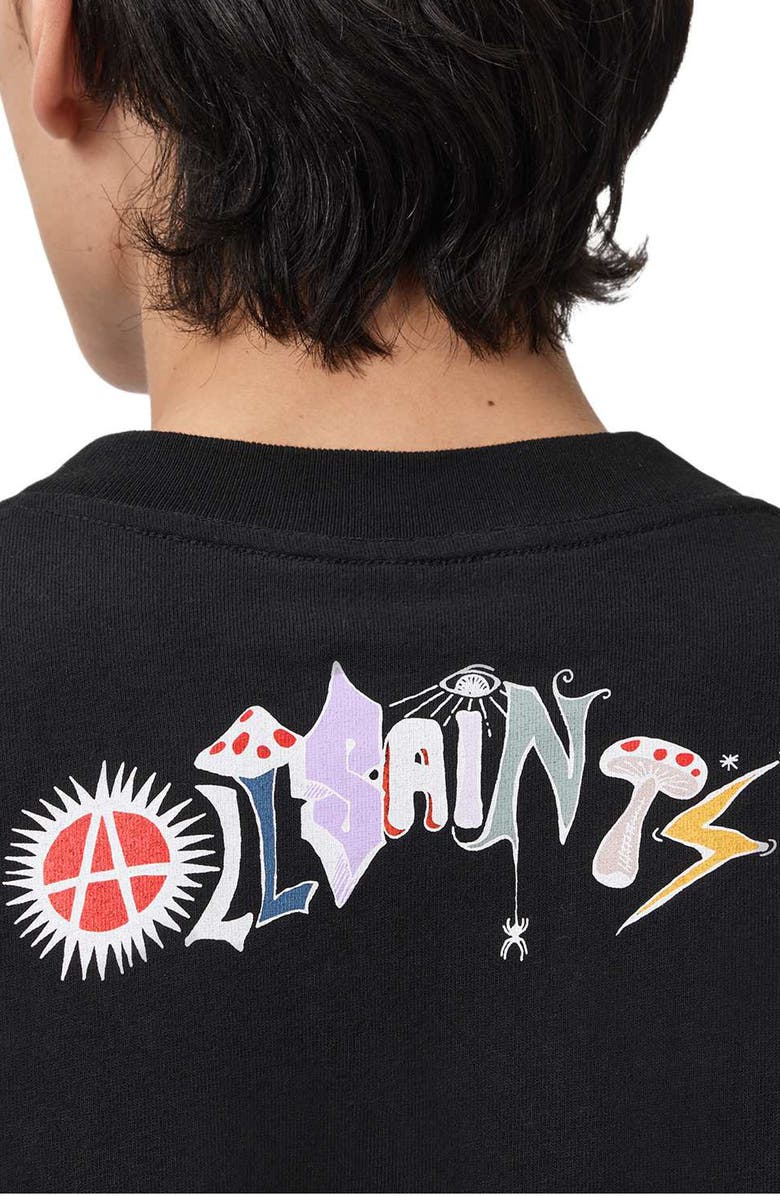 AllSaints Gardens Cotton Graphic T-Shirt, Alternate, color, Washed Black