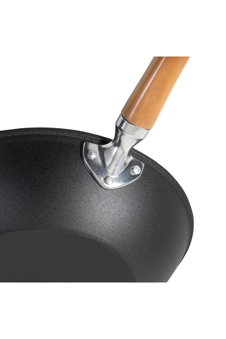 Preseasoned Cast Iron Stir Fry Pan with Maple Handle, 11.5-Inch, Alternate, color, Black