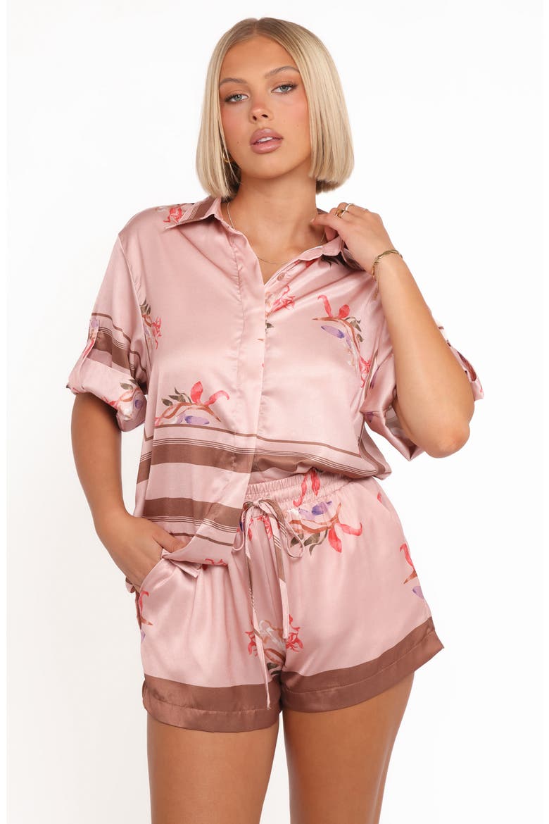 Lara Floral Print Shorts, Alternate, color, PINK COCOA