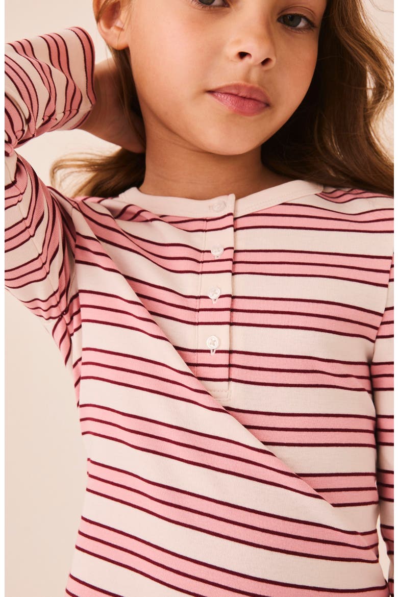 Kids' Stripe Long Sleeve Henley, Alternate, color, PINK