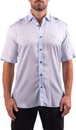 Maceoo Munich Resistance0175 Blue Short Sleeve Button-Up Shirt