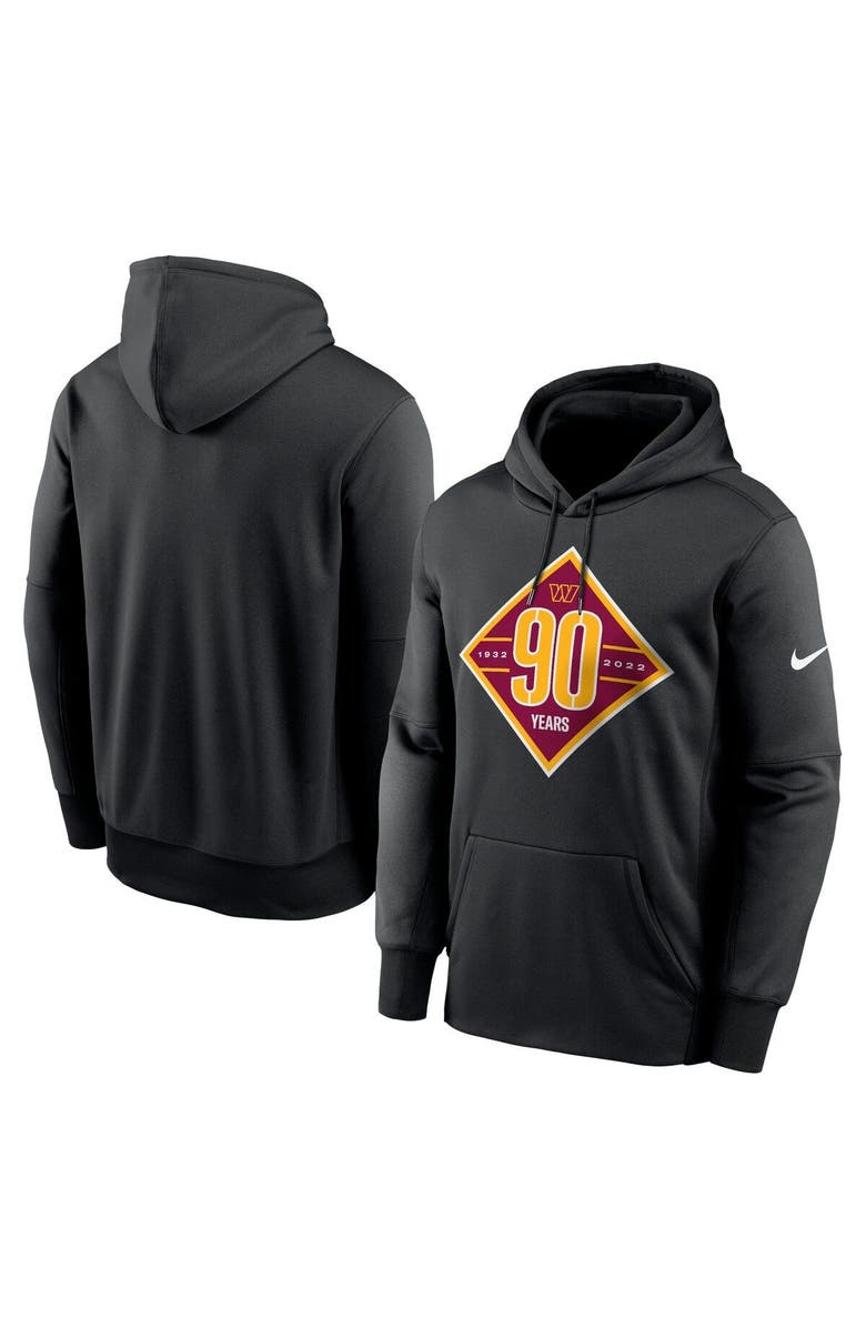 Nike Men's Nike Black Washington Commanders 90th Anniversary Therma Performance Pullover Hoodie, Main, color, Black