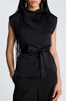 Cowl Neck Hammered Satin Top