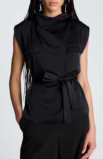 Cowl Neck Hammered Satin Top