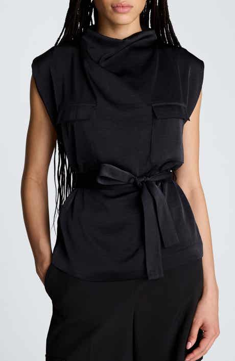 Cowl Neck Hammered Satin Top