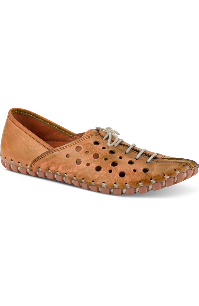 Spring Step Moonwalk Perforated Leather Shoe, Main, color, Camel