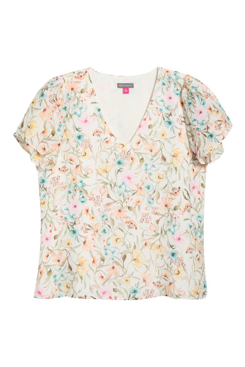 Print Tulip Sleeve Top, Alternate, color, ANTIQUE WHITE