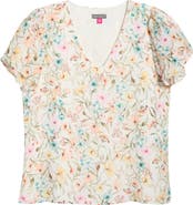 Vince Camuto Print Tulip Sleeve Top