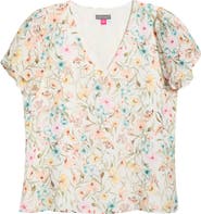 Vince Camuto Print Tulip Sleeve Top