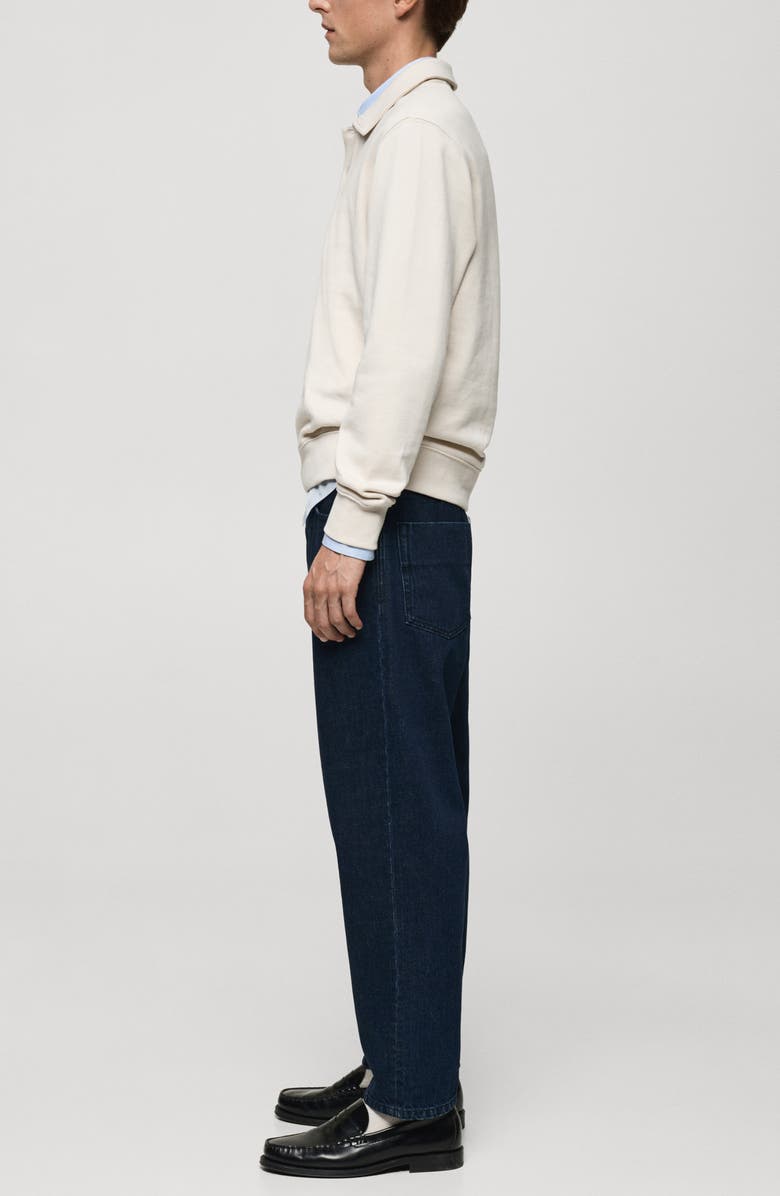 MANGO Cotton Blend Polo Sweatshirt, Alternate, color, Ecru