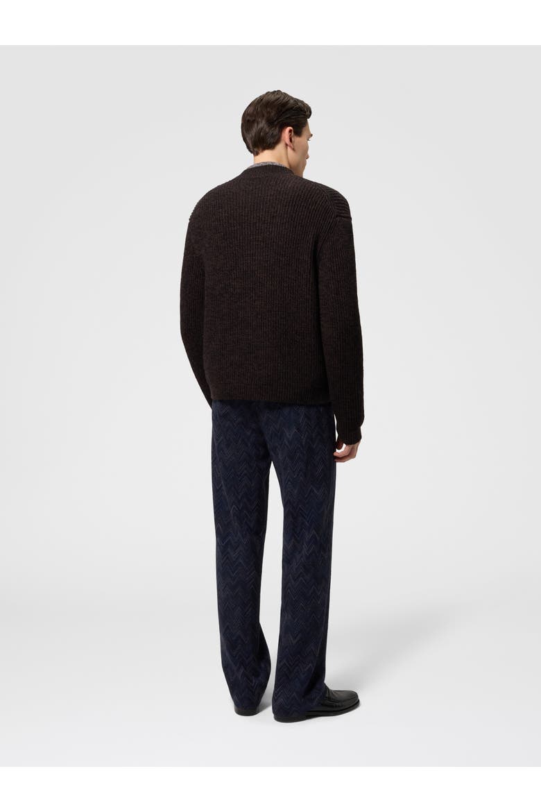 Wool And Viscose Mélange V-neck Pullover, Alternate, color, Brown