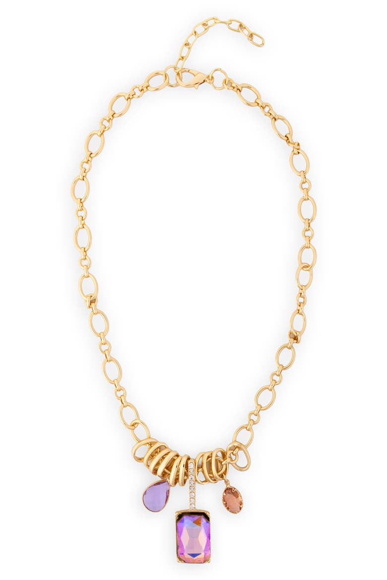 Stone Charm Chain Necklace, Main, color, GOLD