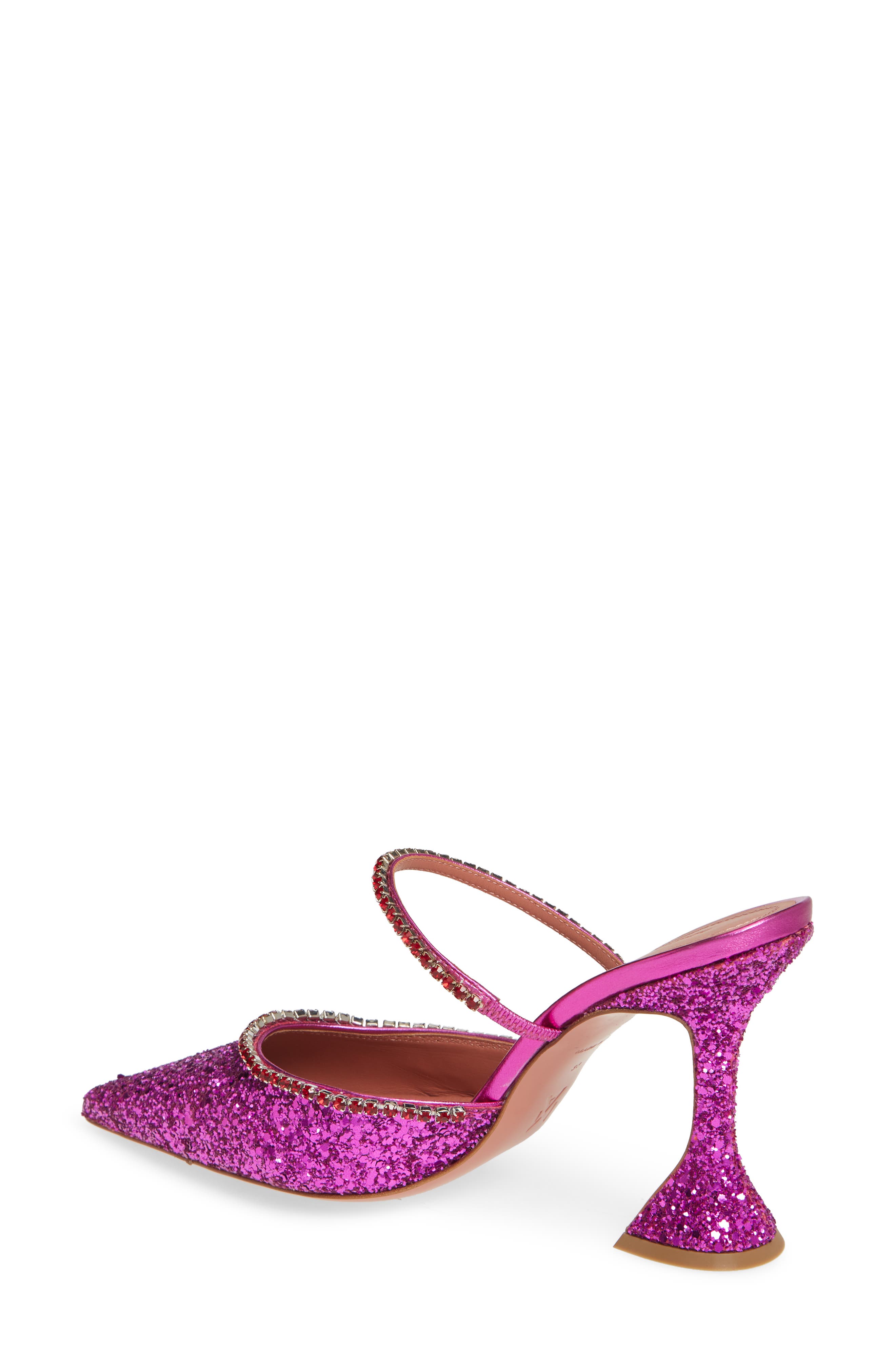 Amina Muaddi Gilda Glitter Pointed Toe Mule, Alternate, color, 