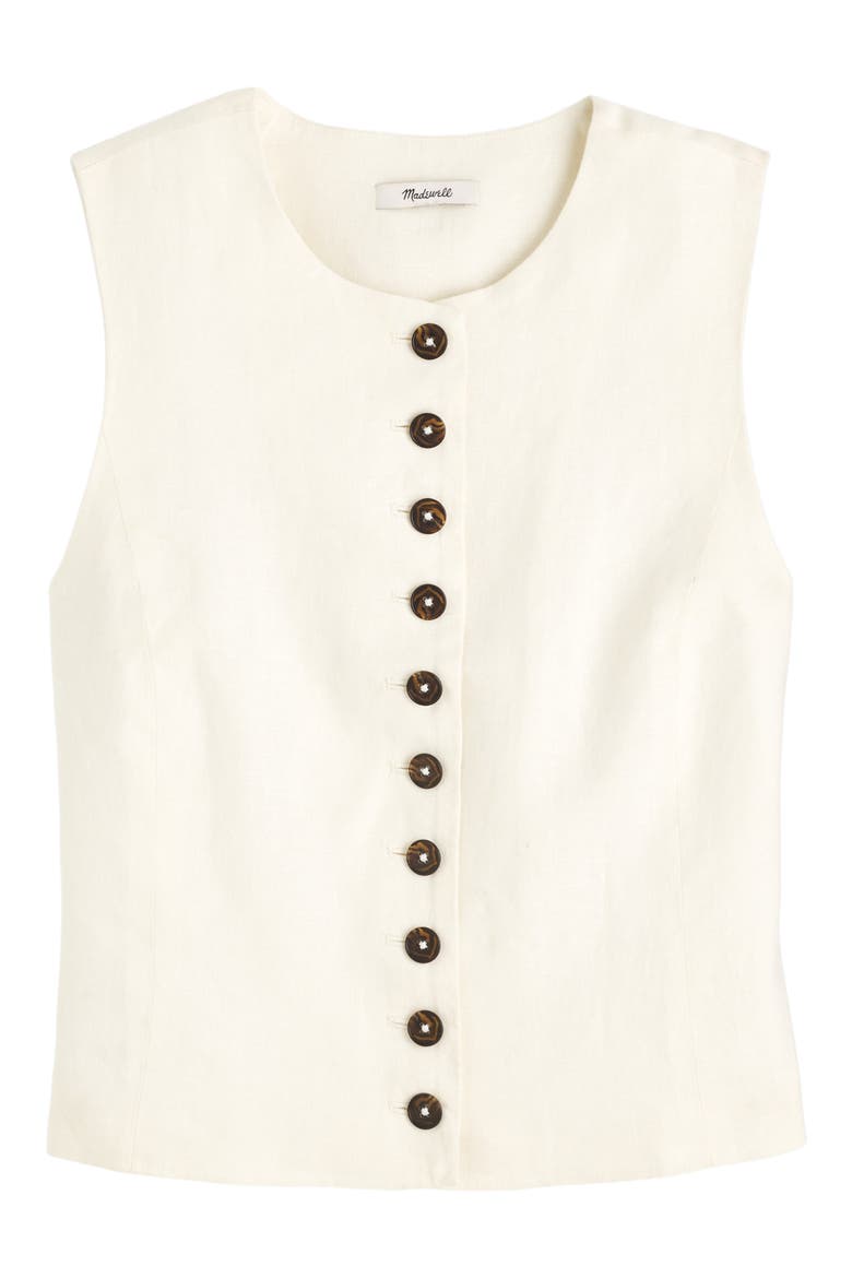 Button Front Linen Shell Top, Alternate, color, IVORY LINEN
