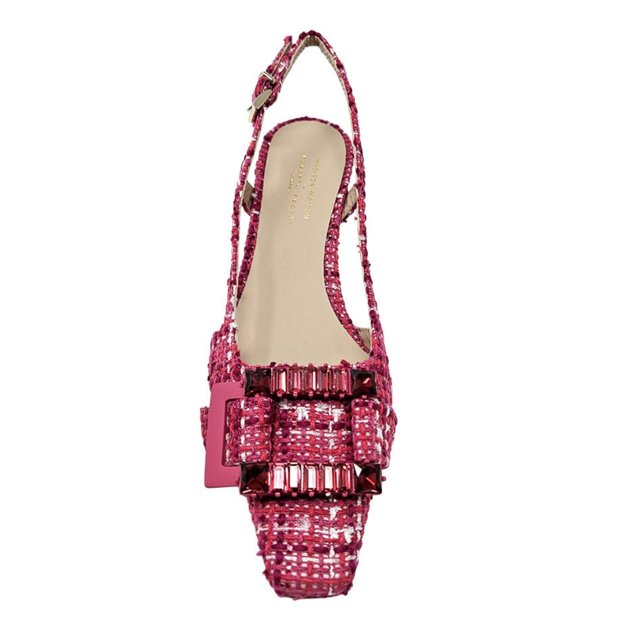Crystal-Embellished Buckle Slingback Pumps, Alternate, color, Cherry