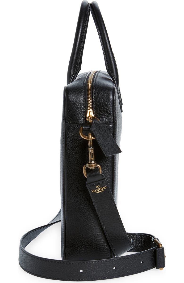 Valentino Garavani Logo Pebbled Leather Briefcase, Alternate, color,