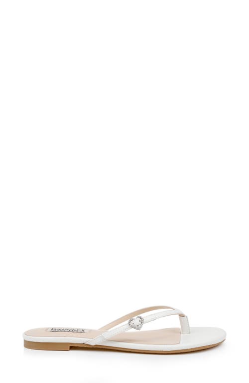 Badgley Mischka Dynah Heart Leather Flat Sandals In White Leather
