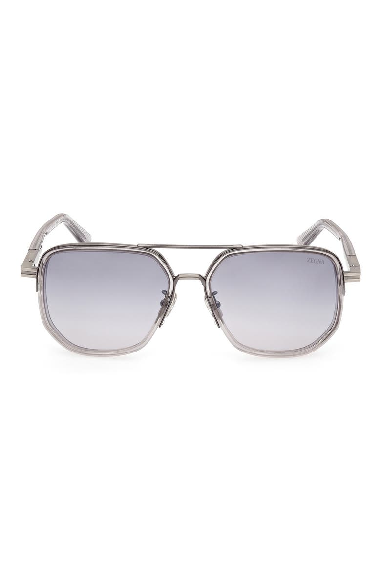 56mm Navigator Polarized Sunglasses, Main, color, SHINY TRANSPARENT GREY
