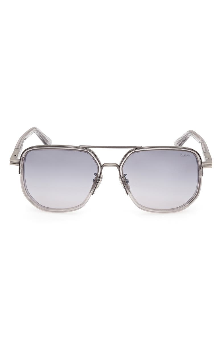 ZEGNA 56mm Navigator Polarized Sunglasses, Main, color,