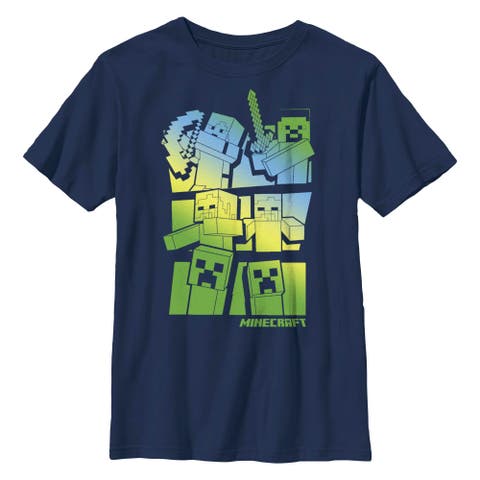 Boy's Minecraft Steve and Alex Vs. Mobs  Graphic T-Shirt