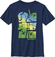 MINECRAFT Boy's Minecraft Steve and Alex Vs. Mobs  Graphic T-Shirt