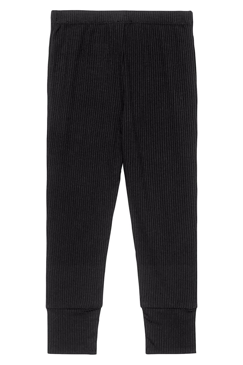 Long Sleeve Rib Fitted Two-Piece Pajamas, Alternate, color, BLACK